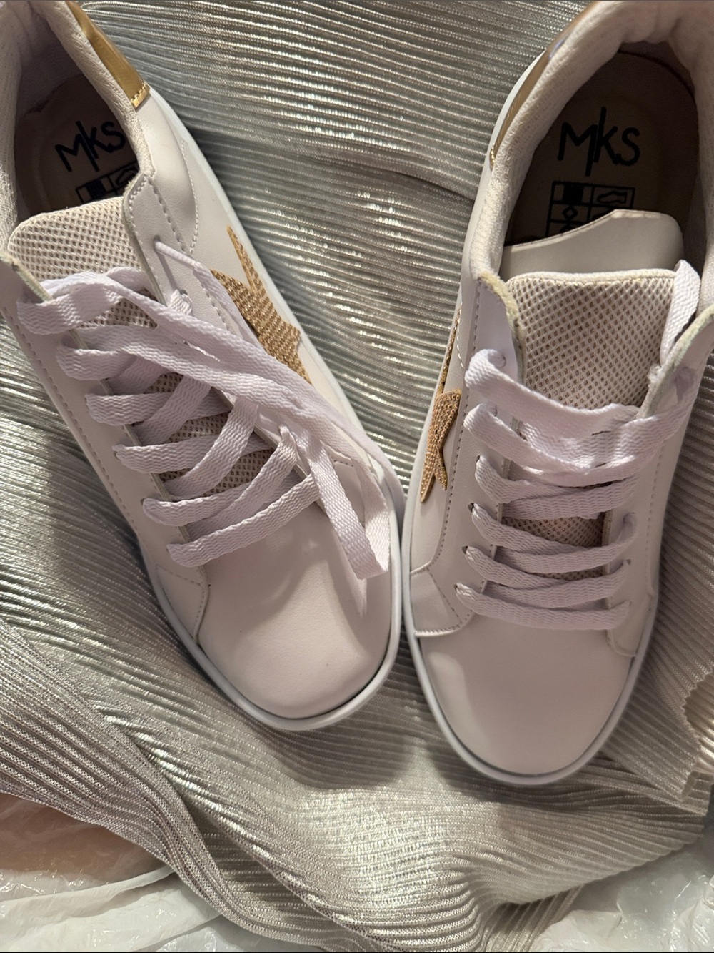 Michael Kors White Sneakers with Gold Star Detail